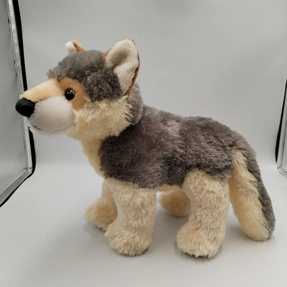 Aurora Wolf Plush Stuffed Animal Standing Gray Tan Cream Realistic Wildlife 11